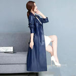 Slim fit Long Sleeve Leather Blazer Dress formal Winter dress