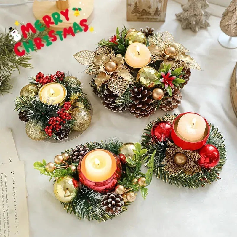 Christmas candle wreath Xmas New Year candle holders decors