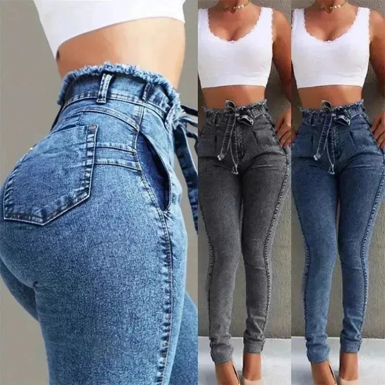 Donne pantaloni bootcut jeans ad alta cintura