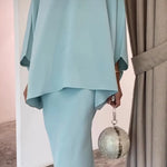 Women's Middle East Pearl Mop Dress Suit Muslim top and Blouse Elegant Matching Muslim Top and Skirt suit  Muslim 2 piece outfit