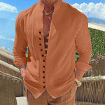 Cotton And Linen Casual Loose Long Sleeve Shirt men