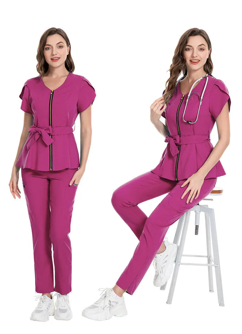 Nurse Lace-up Waist Retraction Surgical Gowns Female Separate Suit Hospital Short Sleeve Brush Hand Clothes Hand Washing Clothes