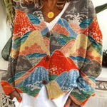 Christmas Abstract Printing Casual Cloak Coat Cardigan Sweater