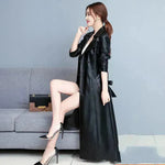 Slim fit Long Sleeve Leather Blazer Dress formal Winter dress