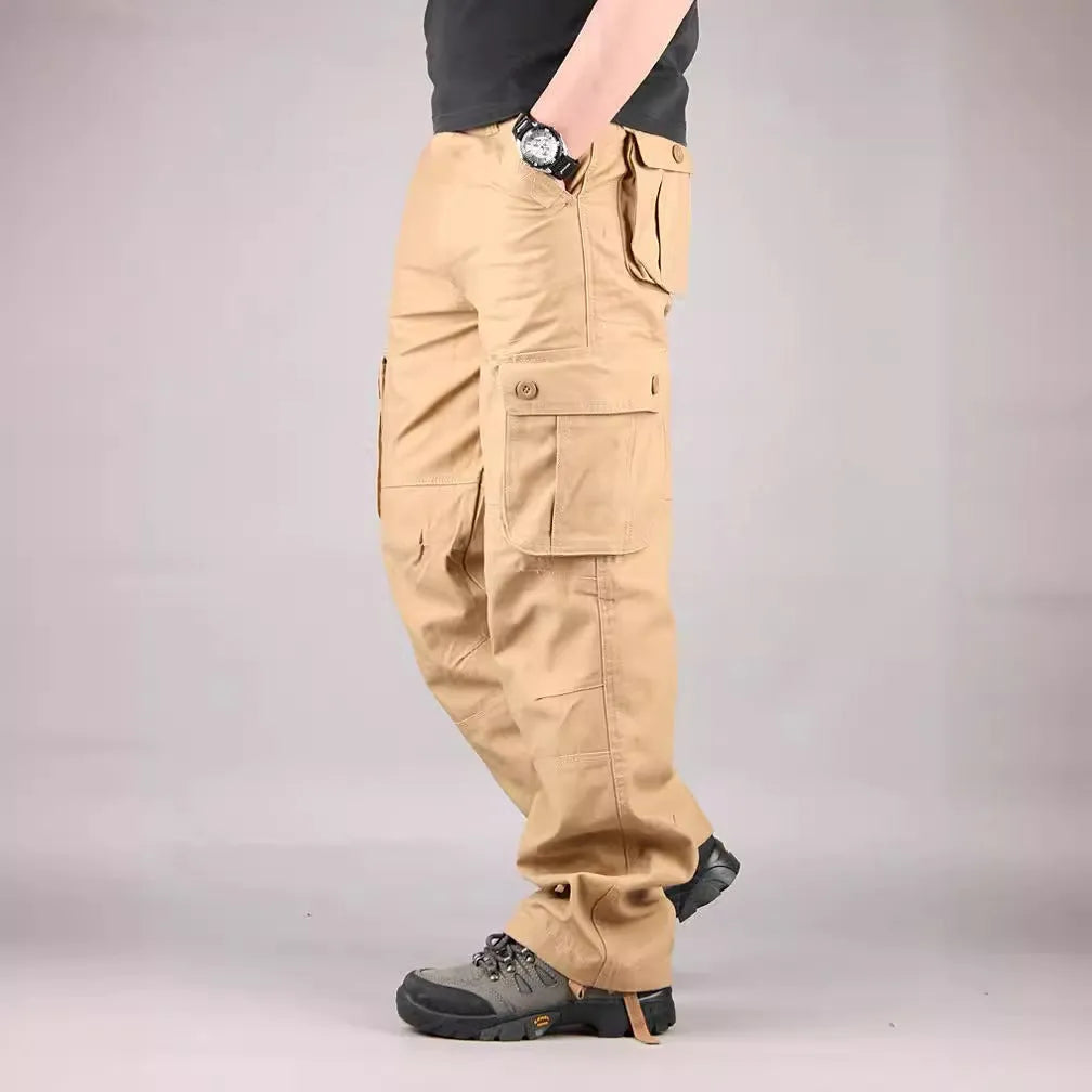 Pantalones de carga de protección de mano de obra suelta para hombres de bolsillo múltiple