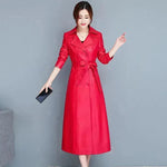 Slim fit Long Sleeve Leather Blazer Dress formal Winter dress