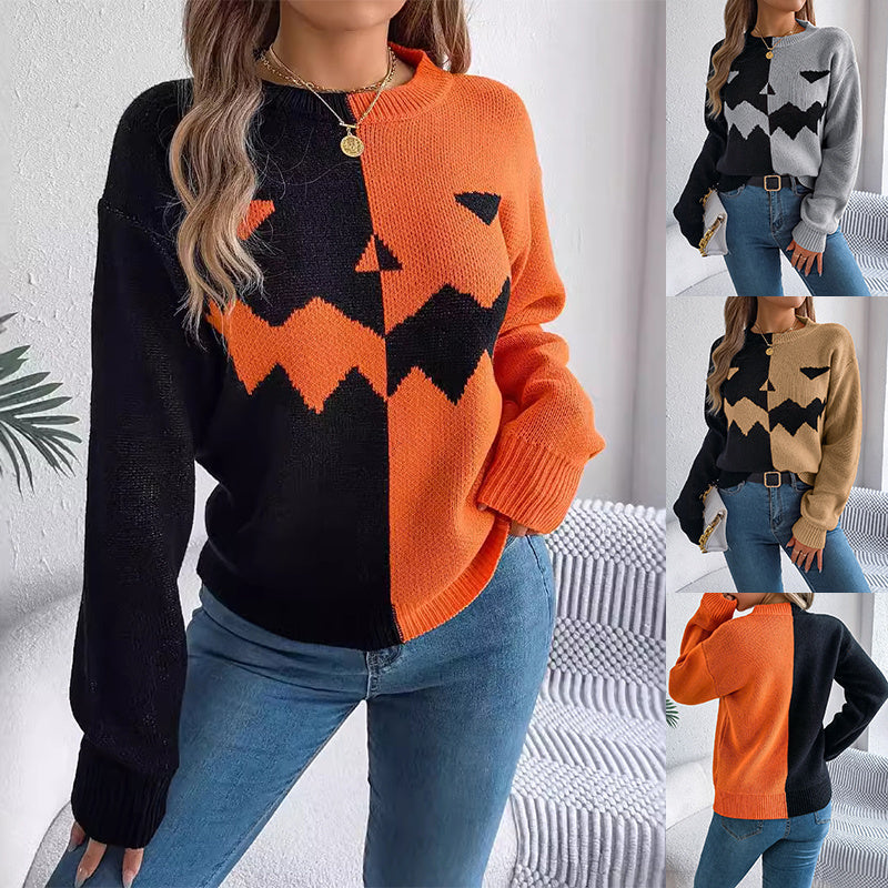 Halloween Women Knitted Long sleeve Pullover Sweater Casual winter tops women