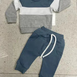 Boy's color Stitching Long Sleeve Trousers Suit Two piece for boys