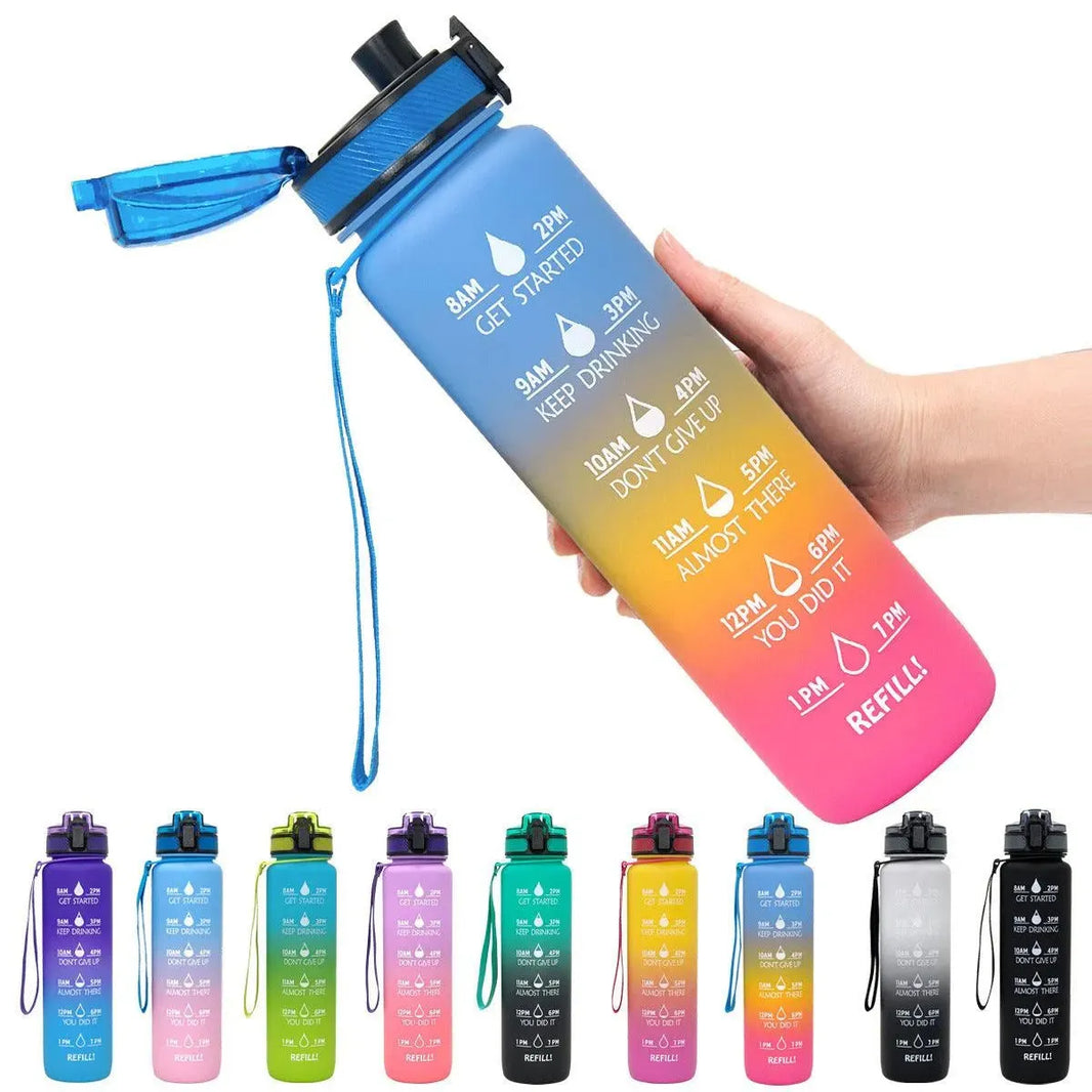 1L Tritan Water Bottle With Time Marker Bounce Cover Motivational Water Bottle Cycling Leakproof Cup For Sports Fitness Bottles - EX-STOCK CANADA