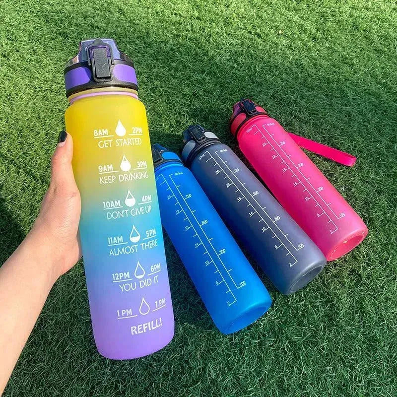 1L Tritan Water Bottle With Time Marker Bounce Cover Motivational Water Bottle Cycling Leakproof Cup For Sports Fitness Bottles - EX-STOCK CANADA