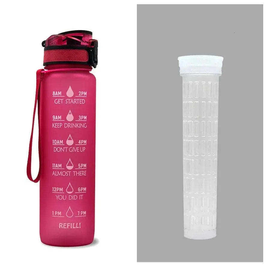 1L Tritan Water Bottle With Time Marker Bounce Cover Motivational Water Bottle Cycling Leakproof Cup For Sports Fitness Bottles - EX-STOCK CANADA