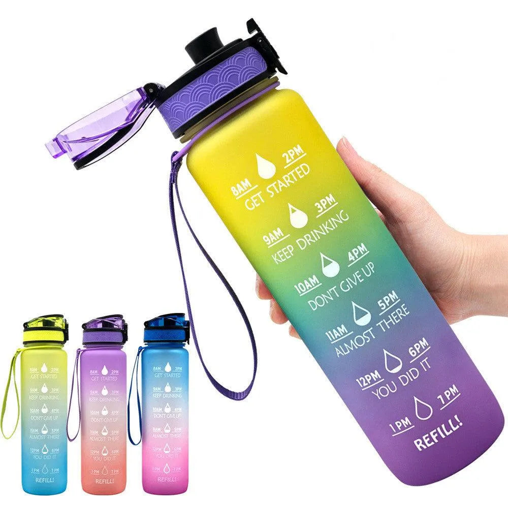 1L Tritan Water Bottle With Time Marker Bounce Cover Motivational Water Bottle Cycling Leakproof Cup For Sports Fitness Bottles - EX-STOCK CANADA