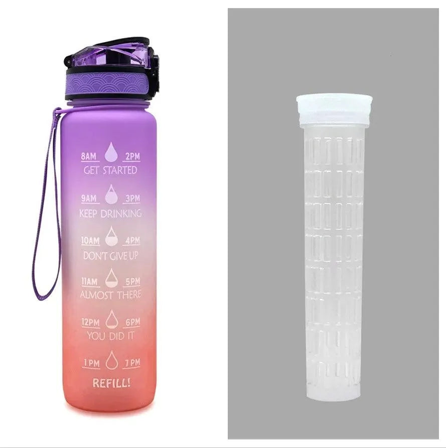 1L Tritan Water Bottle With Time Marker Bounce Cover Motivational Water Bottle Cycling Leakproof Cup For Sports Fitness Bottles - EX-STOCK CANADA