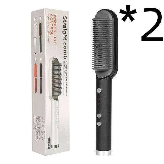 2-In-1 Hair Straightener Hot Comb - Dual-Use Rotating Electric Brush - EX-STOCK CANADA