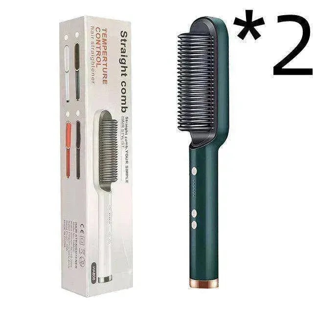 2-In-1 Hair Straightener Hot Comb - Dual-Use Rotating Electric Brush - EX-STOCK CANADA