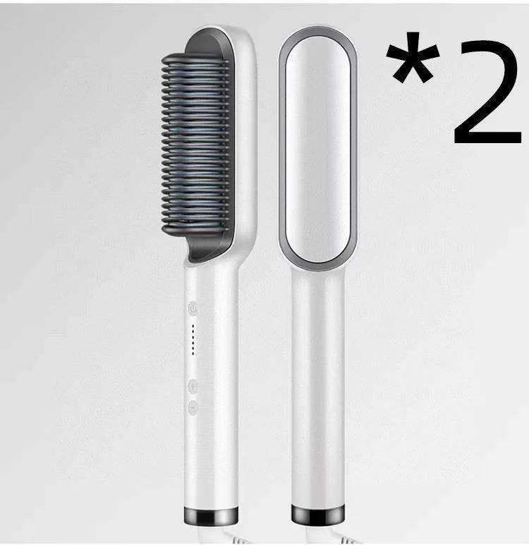 2-In-1 Hair Straightener Hot Comb - Dual-Use Rotating Electric Brush - EX-STOCK CANADA