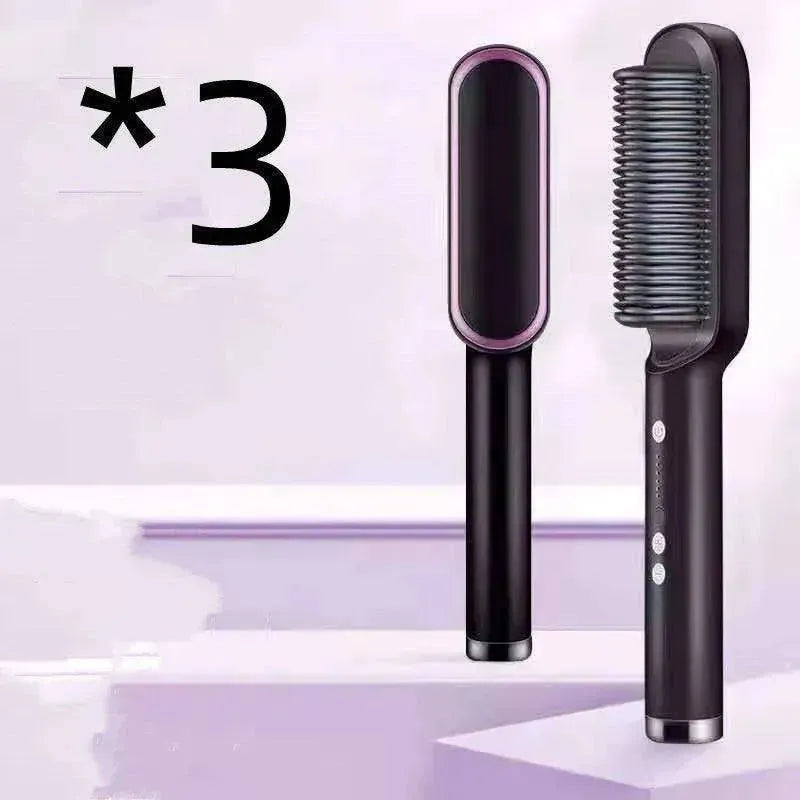 2-In-1 Hair Straightener Hot Comb - Dual-Use Rotating Electric Brush - EX-STOCK CANADA