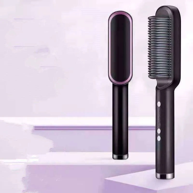 2-In-1 Hair Straightener Hot Comb - Dual-Use Rotating Electric Brush - EX-STOCK CANADA