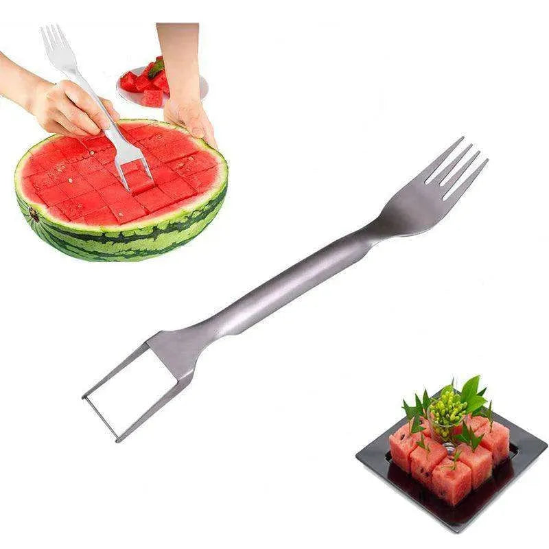 2 In 1 Slicer Multi purpose Stainless Steel Watermelon Fork - EX-STOCK CANADA