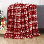 Christmas Elk Snowman Santa Claus Print Blanket Winter Double-sided Flannel Blanket For Sofa Sleeping Shawl