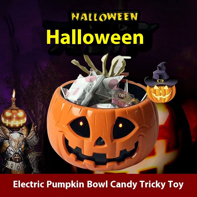 Electric Halloween Pumpkin candy bowl trick toys kids gift