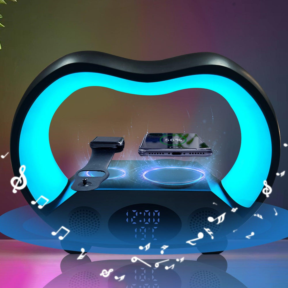 2024 New 6 In 1 Smart Remote Control Bluetooth Ambience Intelligent LED Table Lamp Multi-function Wireless Charger Night Light Bluetooth Speaker - EX-STOCK CANADA