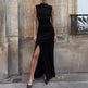 2024 Summer Fashion Round Neck Sleeveless Split Women's Black Dress - EX-STOCK CANADA