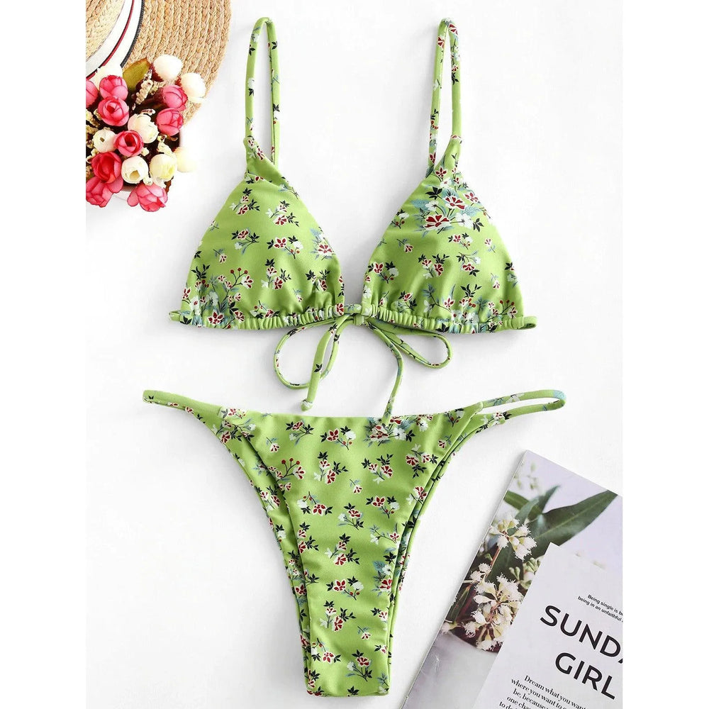 2024 Summer Vibe Flowers Print Sexy Bikini for Beach Swimming Fashion Push Up Swimsuit Womens Clothing - EX-STOCK CANADA