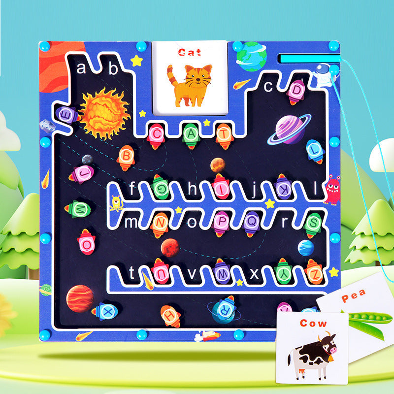 Magnetic Letters Matching Walking Parking Maze Letters Early Cognitive Montessori Educational Toys