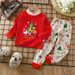 Unisex Children's Two piece Sleepwear Cotton Autumn Clothes Long Johns Pajamas for Kids