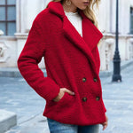 Suéter de cárdigan de chaqueta esponjosa de lana de lana de lana de invierno para mujeres