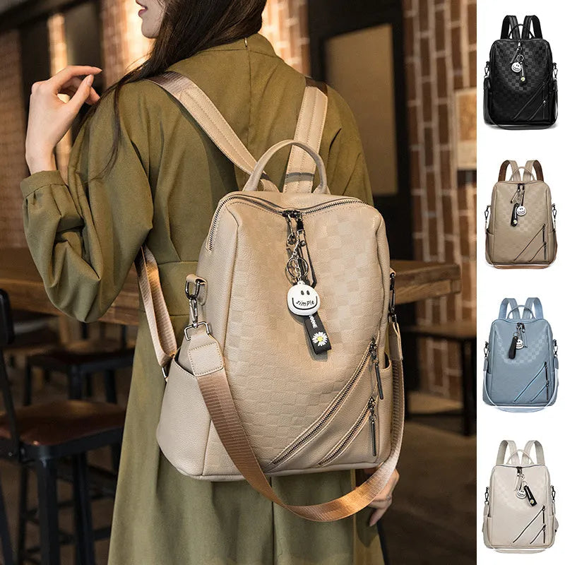 Fashion Checkerboard Backpack Casual Shoulder Bag All-match Shopping Travel Bags For Women