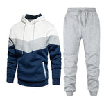 2pcs Winter Fashion Stitching Suit Outdoors Sports Suit Men's Sweatsuit Hoodie Outfit set