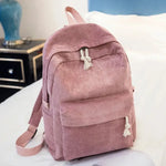 Corduroy Backpack Students Shoulder School Bags Bookbag