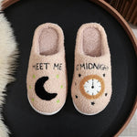 Fashion Moon and Clock estampado de la casa zapatillas para el hogar Winter Warm House House Zapatos para mujeres