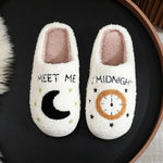 Fashion Moon and Clock estampado de la casa zapatillas para el hogar Winter Warm House House Zapatos para mujeres