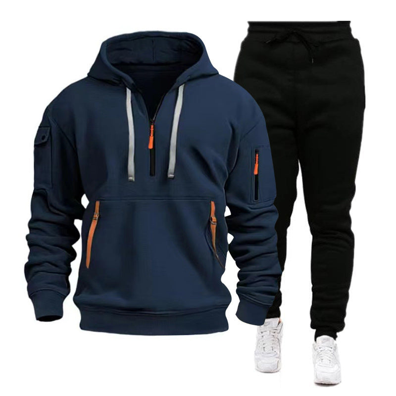 Men's Multi-pocket Zipper Hooded Sweatshirt Sportswear