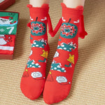 Medias de Navidad Autumn Winter Cotton Magnet Lodestone Hand Tube Socks