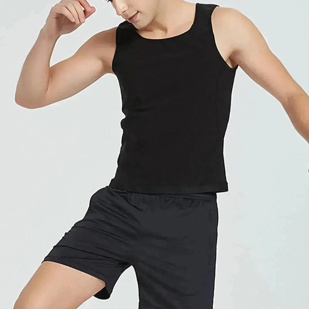 Mens Black Sweatshirt Yoga Tank Top Sleeveless Workout shirt