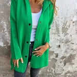 Fall Casual Single Breasted Hooded Cashmere Cardigan Jacket for women