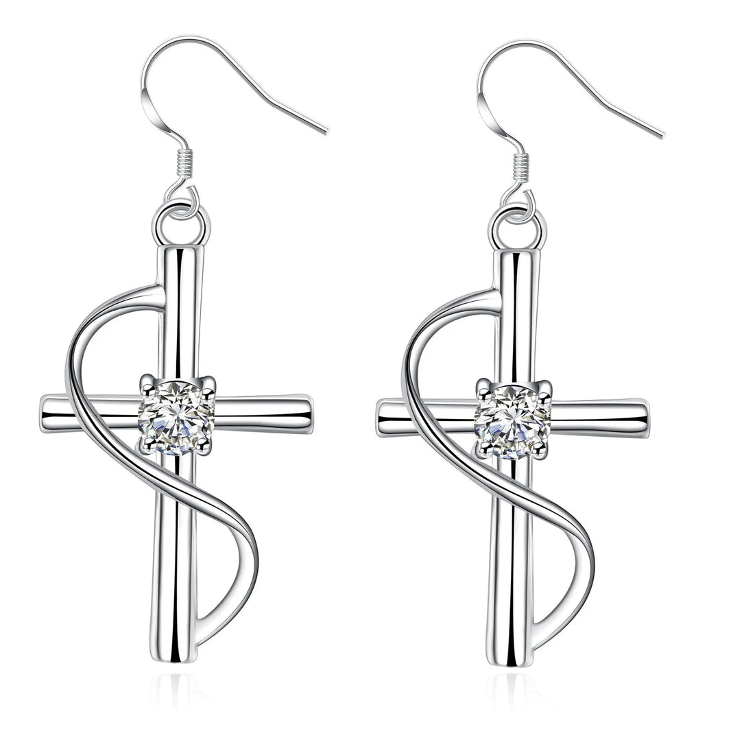 New Cross-border Popular Elongated Silver Dangling  drop Earrings