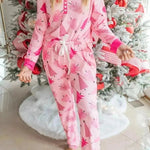 Christmas Pajamas Suit Christmas Tree Printed Long Sleeve Button Two-piece Set