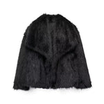 Winter Plush Open front Coat Thick lapel Outwear Faux Fur Coat women