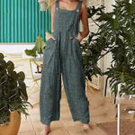 Casual Summer Cotton Floral Sleeveless loose Jumpsuit