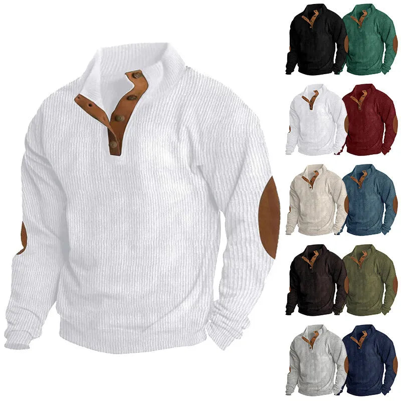 Corduroy Casual Stand Collar Long-sleeved Sweater men