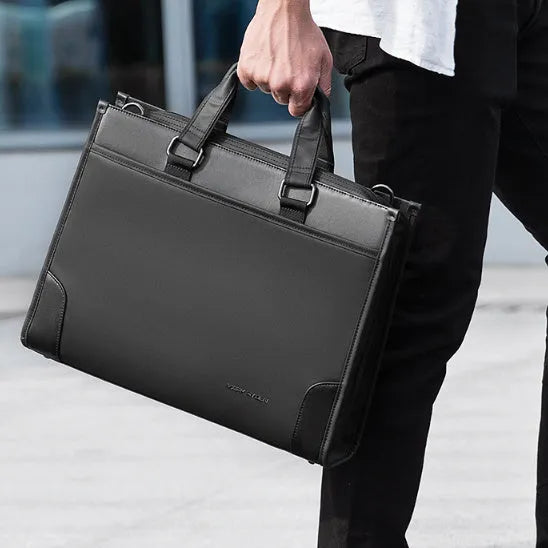 Men's Business Handheld Notebook Computer Best Leather Black Briefcase