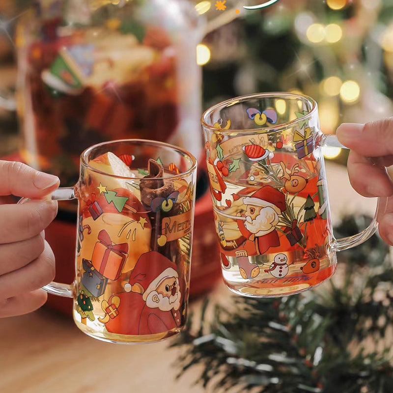 2024 Christmas Gift High Beauty Creative Cup Christmas Snowman Glass Cup High Temperature Resistant