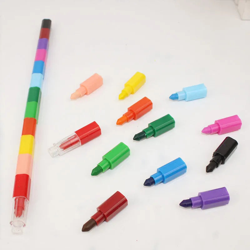 Creative Building Blocks Coloring Crayon 12 Colors Square Crayon Crayon Stationery