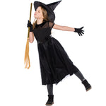 Girl's  4pcs Halloween Black Witch Costume Cosplay performance costume.