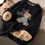 Autumn Winter Fleece-lined thick sweatshirt Pullover top for men